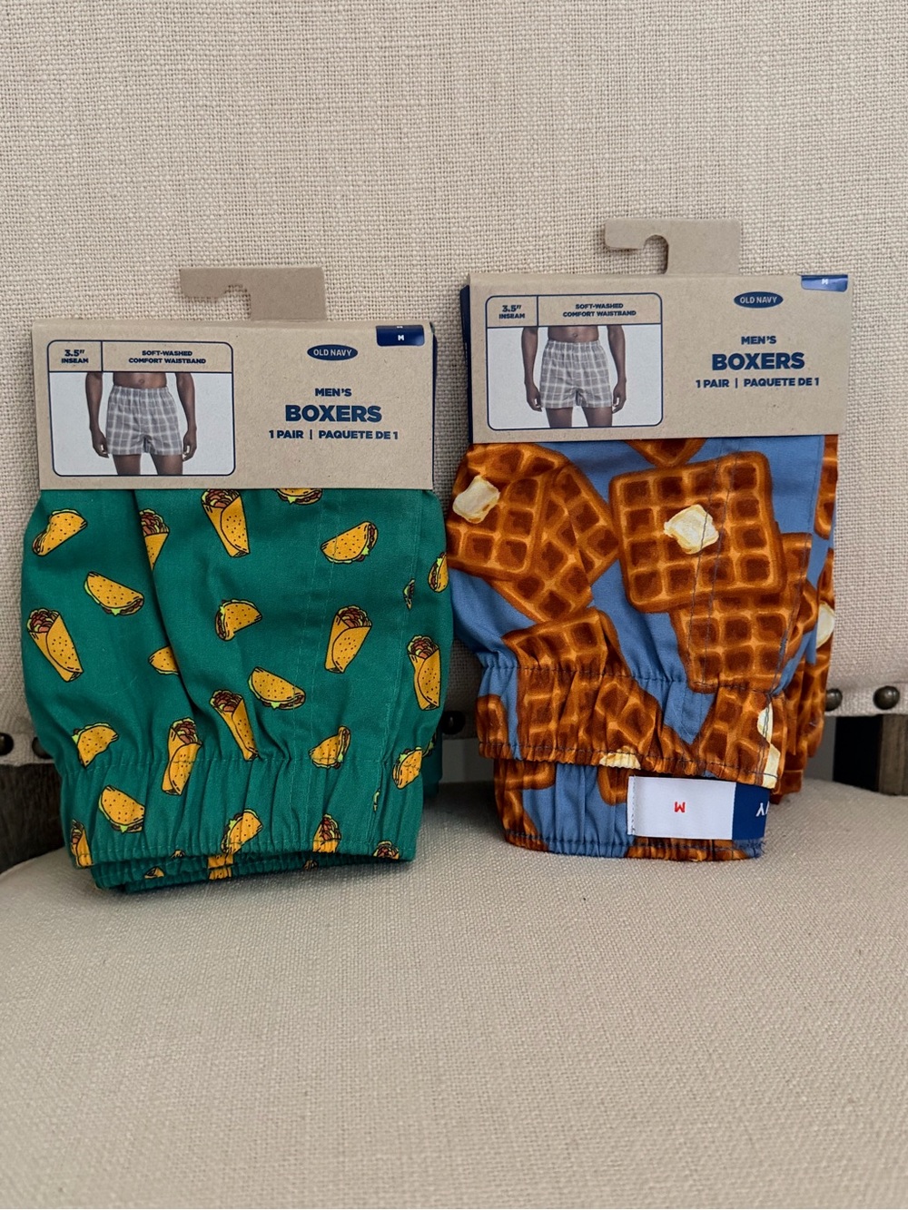 BNWT Old Navy Navy Green Taco & Blue Waffle Men's Boxers Set